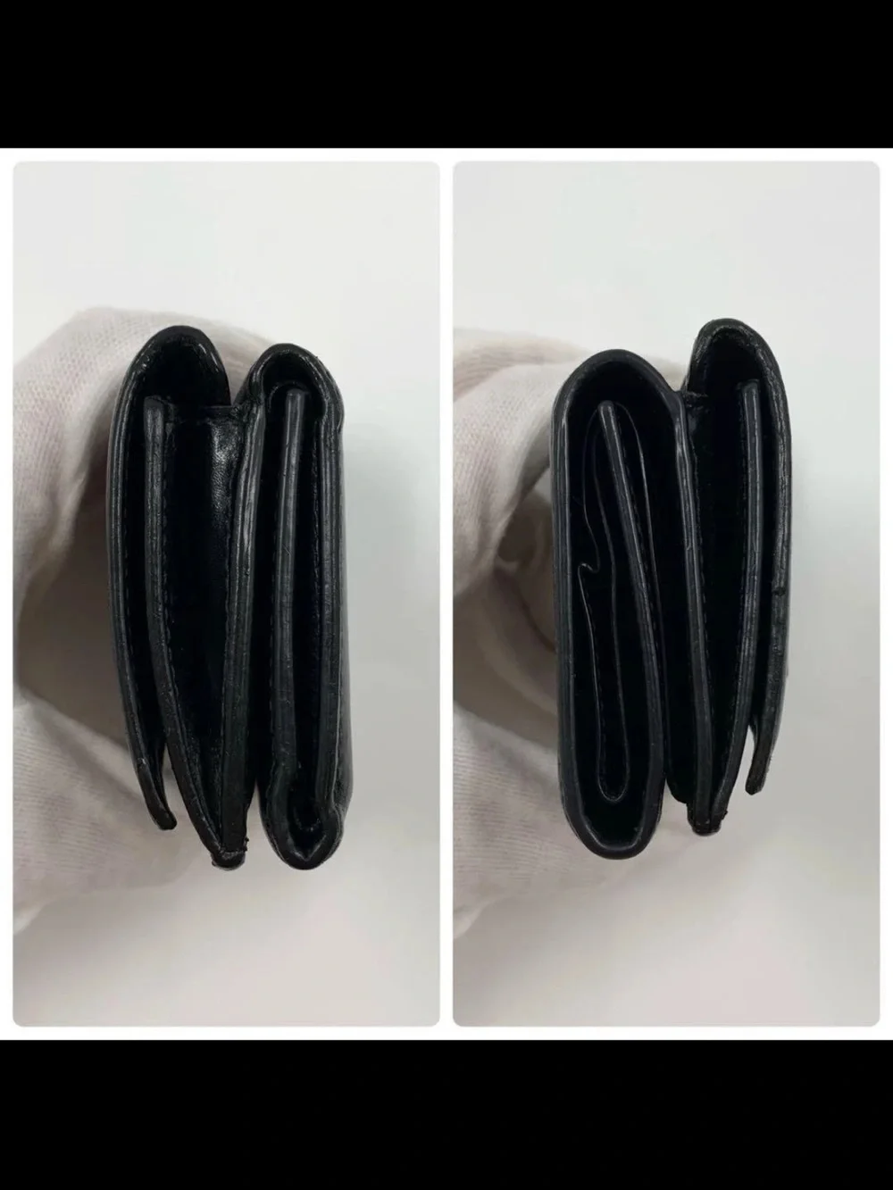 Balenciaga Black Leather Mini Wallet with Gold B Emblem